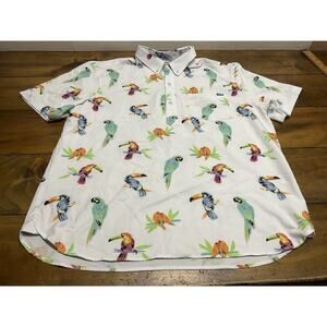 CHUBBIES Men's White The Dude Where's Macaw Friday Button-Up Shirt Size XL